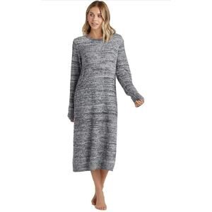 Softies Heathered Marshmallow Long 48” Crew Neck Lounge Sweater Dress Sz S/M